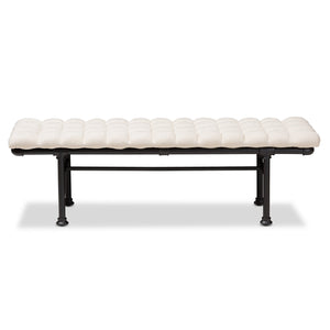 Baxton Studio Zelie Rustic and Industrial Light Beige Fabric Upholstered Bench