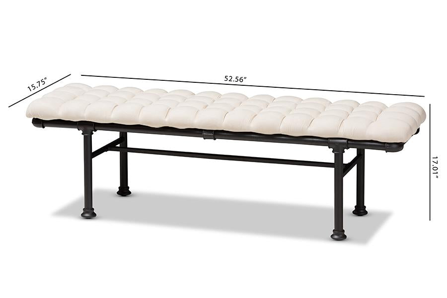 Baxton Studio Zelie Rustic and Industrial Light Beige Fabric Upholstered Bench