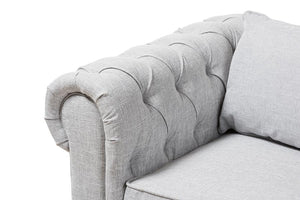 Baxton Studio Alaise Modern Classic Grey Linen Tufted Scroll Arm Chesterfield Chair