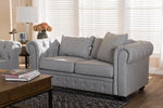 Baxton Studio Alaise Modern Classic Grey Linen Tufted Scroll Arm Chesterfield Loveseat