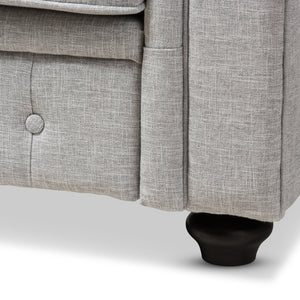 Baxton Studio Alaise Modern Classic Grey Linen Tufted Scroll Arm Chesterfield Sofa