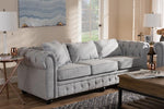 Baxton Studio Alaise Modern Classic Grey Linen Tufted Scroll Arm Chesterfield Sofa