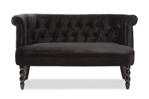 Baxton Studio Flax Victorian Style Contemporary Black Velvet Fabric Upholstered 2-seater Loveseat