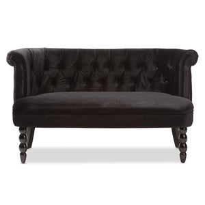 Baxton Studio Flax Victorian Style Contemporary Black Velvet Fabric Upholstered 2-seater Loveseat