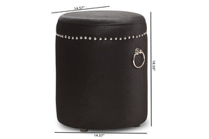 Baxton Studio Maeve Modern and Contemporary Black Velvet Upholstered Nailhead Trim Ottoman