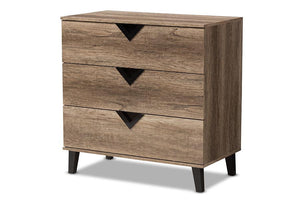 Baxton Studio Wales Modern And Contemporary Light Brown Wood 3-Drawer Chest