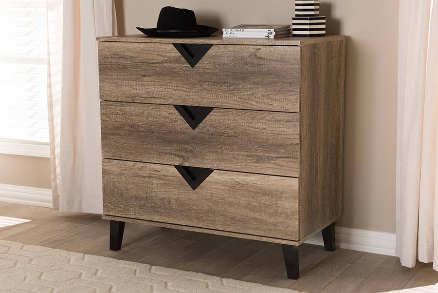 Baxton Studio Wales Modern And Contemporary Light Brown Wood 3-Drawer Chest