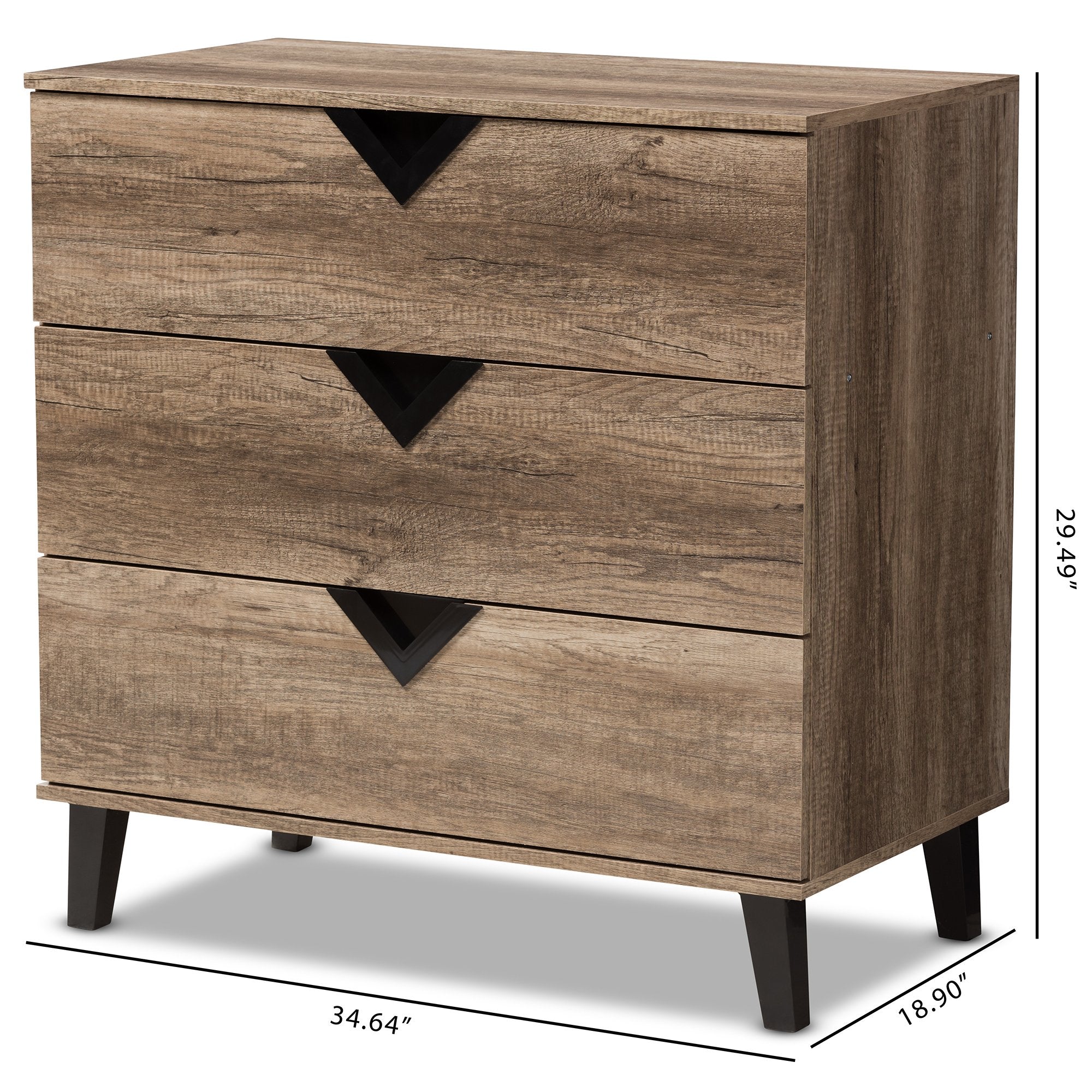 Baxton Studio Wales Modern And Contemporary Light Brown Wood 3-Drawer Chest