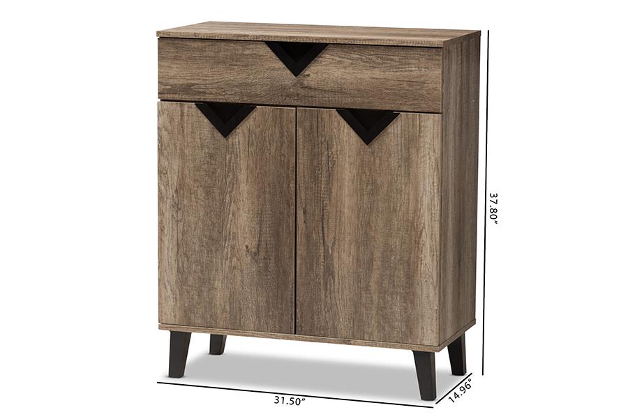 Baxton Studio Wales Modern and Contemporary Light Brown Wood Shoe Storage Cabinet