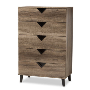 Baxton Studio Wales Modern and Contemporary Light Brown Wood 5-Drawer Chest