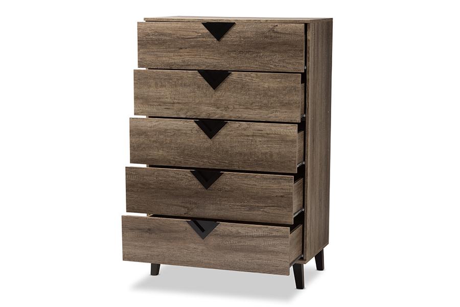 Baxton Studio Wales Modern and Contemporary Light Brown Wood 5-Drawer Chest