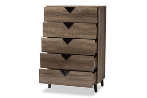 Baxton Studio Wales Modern and Contemporary Light Brown Wood 5-Drawer Chest