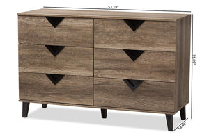 Baxton Studio Wales Modern and Contemporary Light Brown Wood 6-Drawer Chest