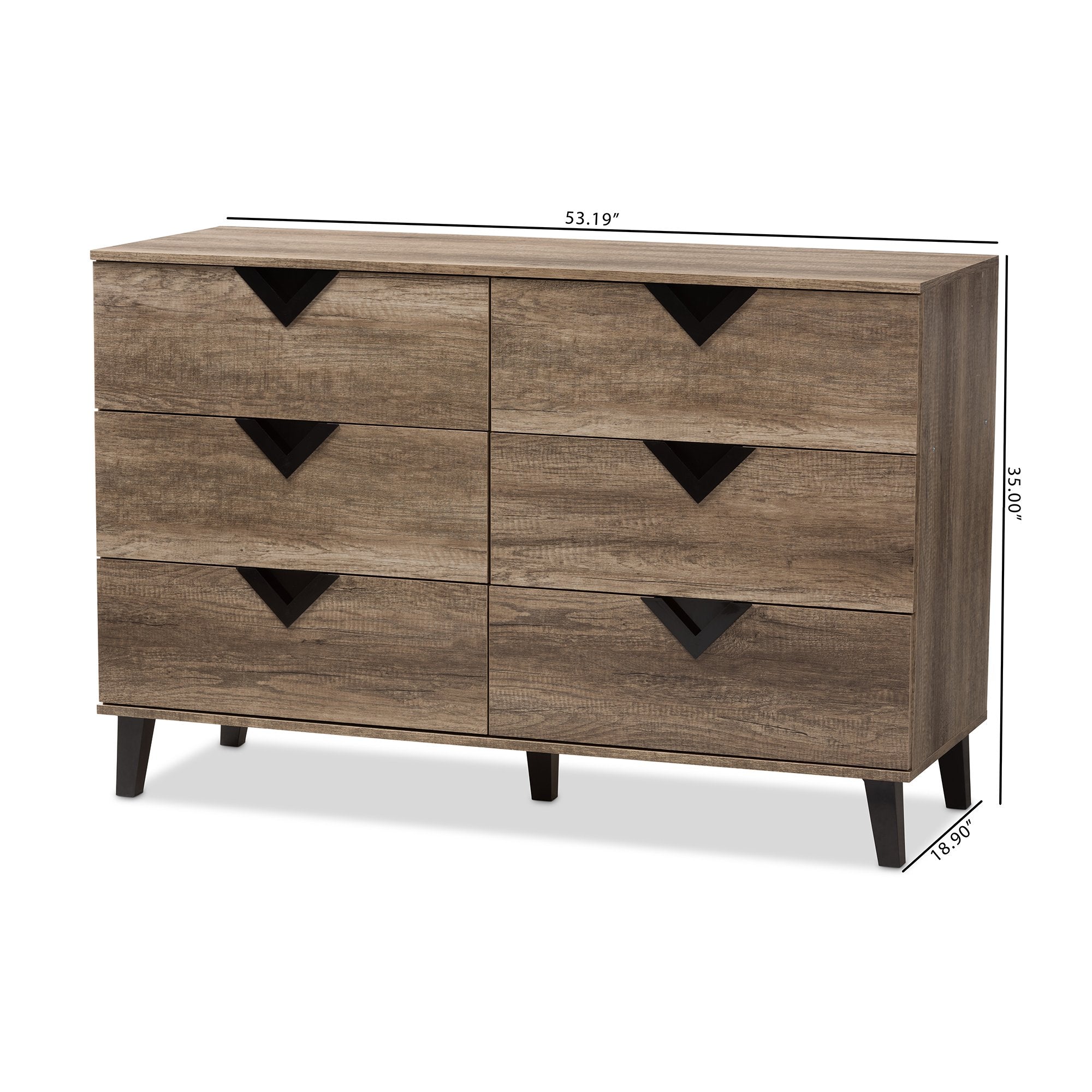 Baxton Studio Wales Modern and Contemporary Light Brown Wood 6-Drawer Chest