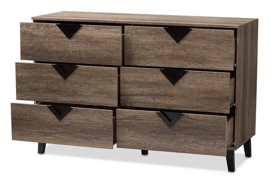 Baxton Studio Wales Modern and Contemporary Light Brown Wood 6-Drawer Chest