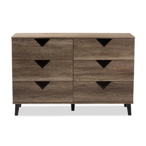 Baxton Studio Wales Modern and Contemporary Light Brown Wood 6-Drawer Chest