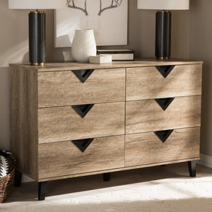 Baxton Studio Wales Modern and Contemporary Light Brown Wood 6-Drawer Chest