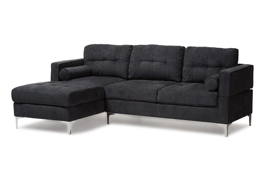 Baxton Studio Mireille Modern and Contemporary Dark Grey Fabric Upholstered Sectional Sofa