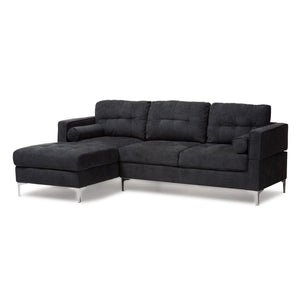 Baxton Studio Mireille Modern and Contemporary Dark Grey Fabric Upholstered Sectional Sofa