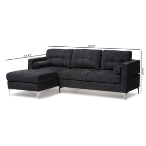 Baxton Studio Mireille Modern and Contemporary Dark Grey Fabric Upholstered Sectional Sofa