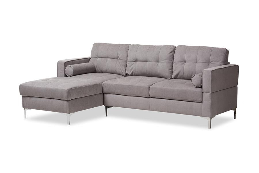 Baxton Studio Mireille Modern and Contemporary Light Grey Fabric Upholstered Sectional Sofa