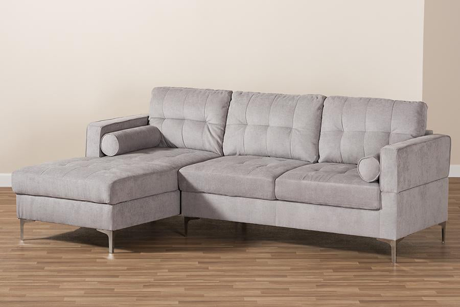 Baxton Studio Mireille Modern and Contemporary Light Grey Fabric Upholstered Sectional Sofa