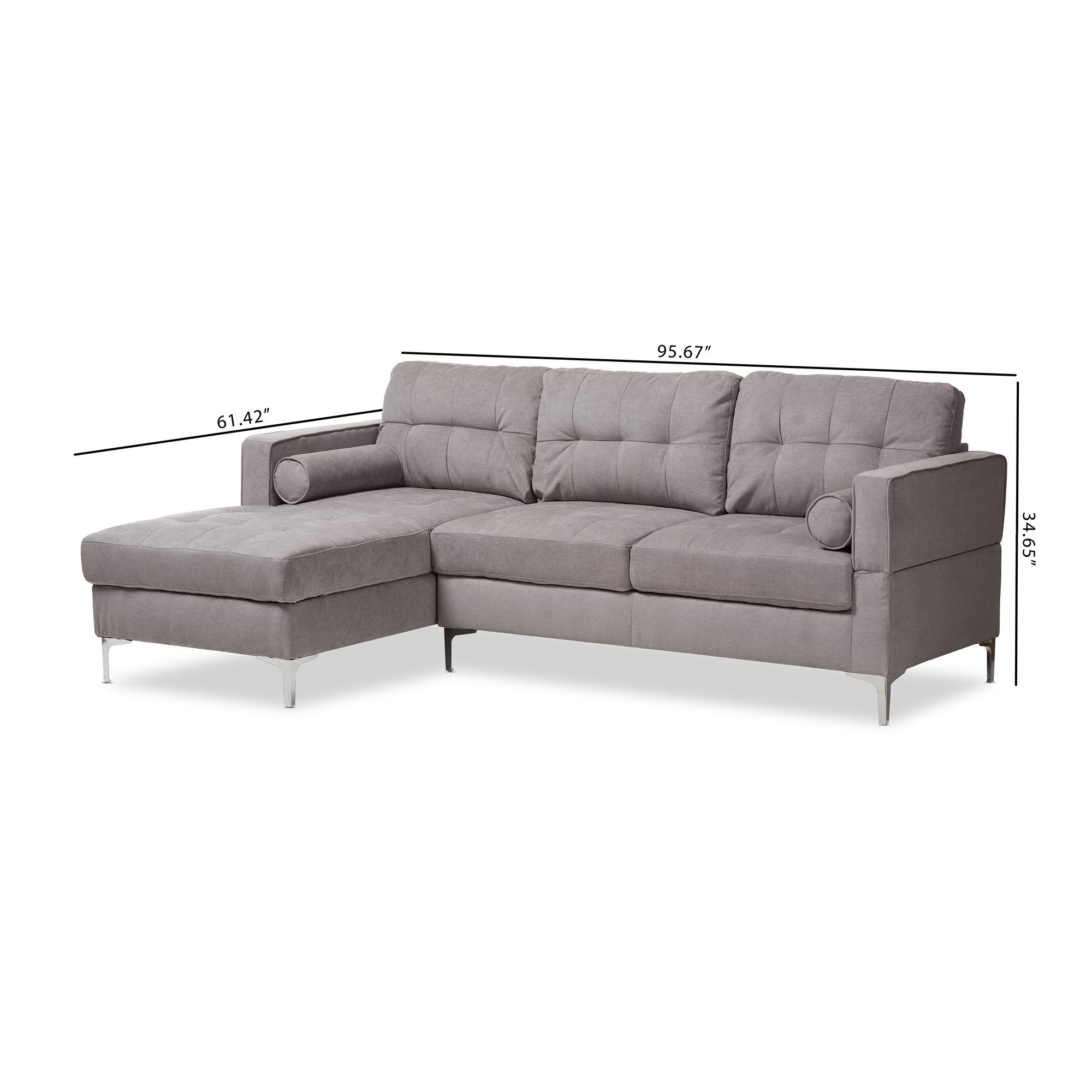 Baxton Studio Mireille Modern and Contemporary Light Grey Fabric Upholstered Sectional Sofa