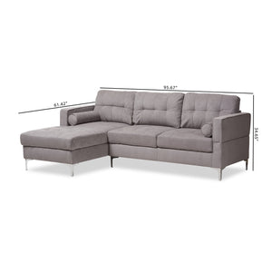 Baxton Studio Mireille Modern and Contemporary Light Grey Fabric Upholstered Sectional Sofa