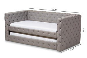 Baxton Studio Janie Classic And Contemporary Grey Fabric Upholstered Daybed With Trundle