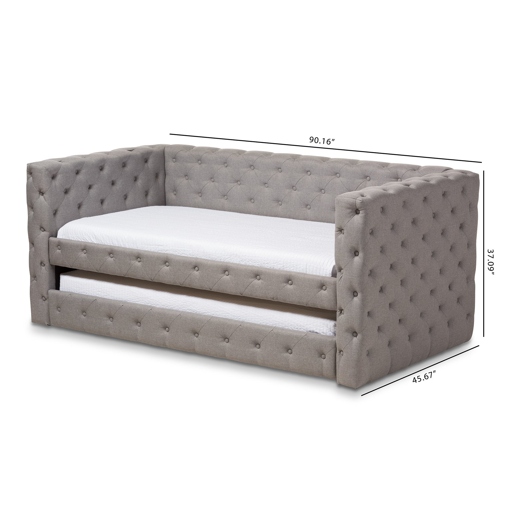 Baxton Studio Janie Classic And Contemporary Grey Fabric Upholstered Daybed With Trundle