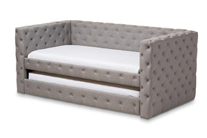 Baxton Studio Janie Classic And Contemporary Grey Fabric Upholstered Daybed With Trundle