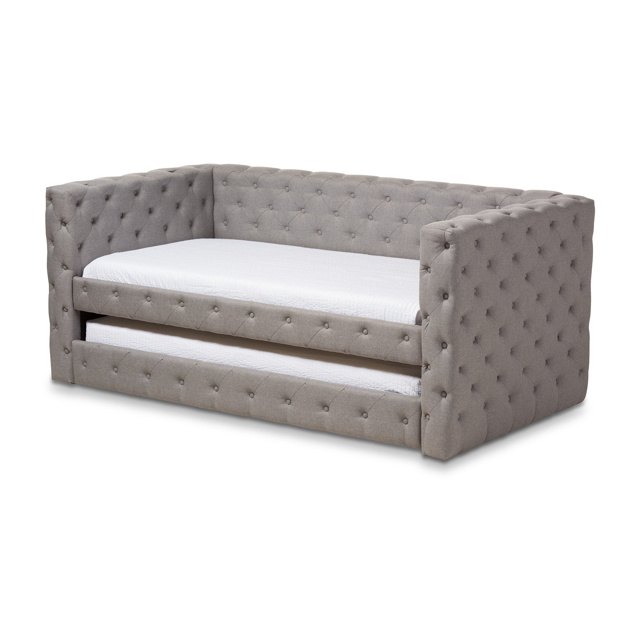 Baxton Studio Janie Classic And Contemporary Grey Fabric Upholstered Daybed With Trundle