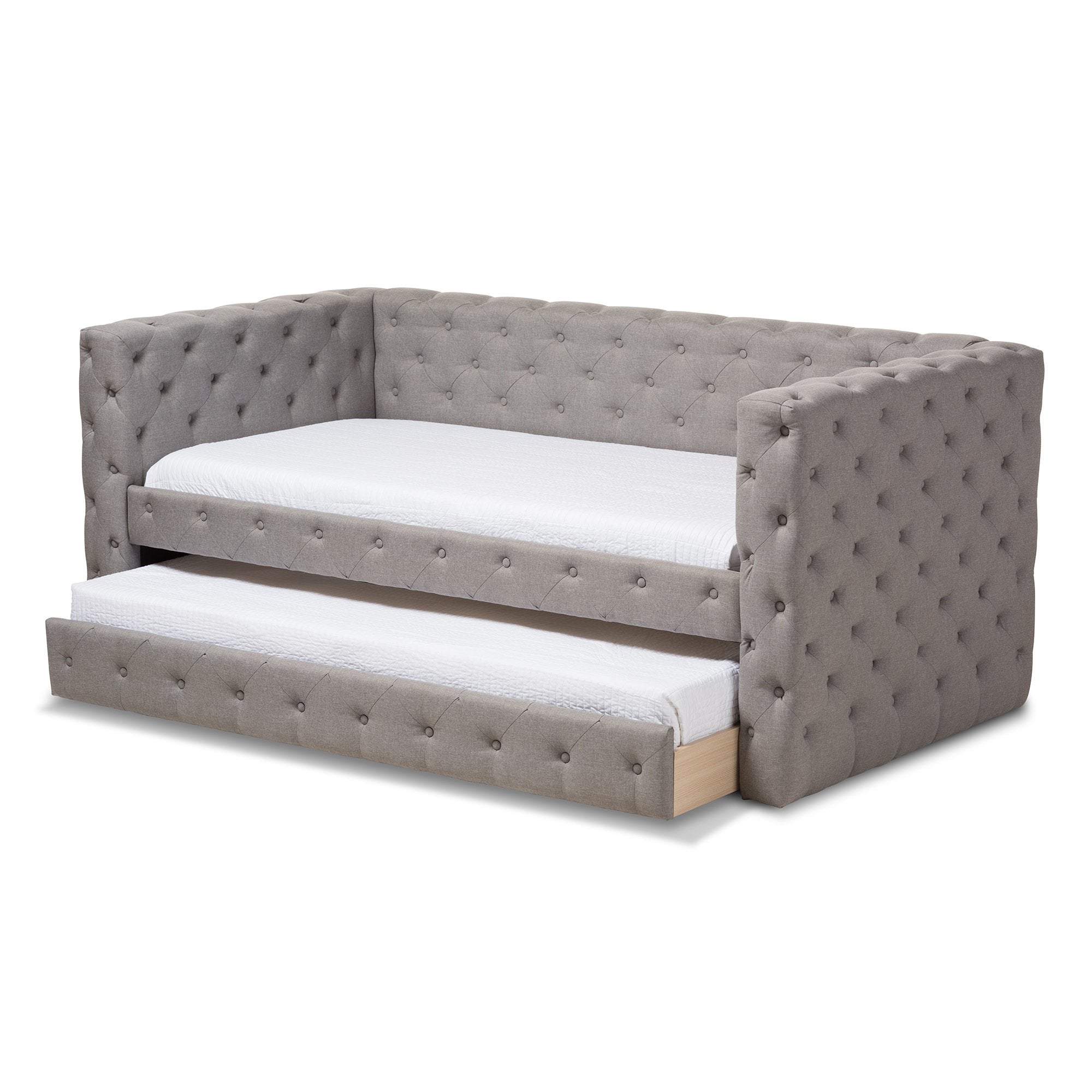 Baxton Studio Janie Classic And Contemporary Grey Fabric Upholstered Daybed With Trundle