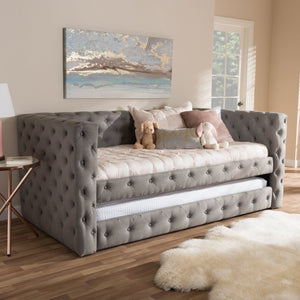 Baxton Studio Janie Classic And Contemporary Grey Fabric Upholstered Daybed With Trundle