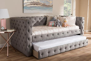 Baxton Studio Janie Classic And Contemporary Grey Fabric Upholstered Daybed With Trundle