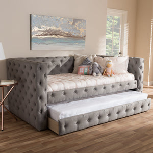 Baxton Studio Janie Classic And Contemporary Grey Fabric Upholstered Daybed With Trundle