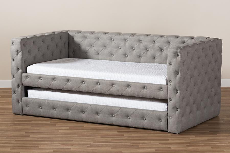 Baxton Studio Janie Classic And Contemporary Grey Fabric Upholstered Daybed With Trundle