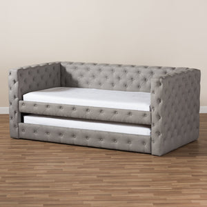 Baxton Studio Janie Classic And Contemporary Grey Fabric Upholstered Daybed With Trundle