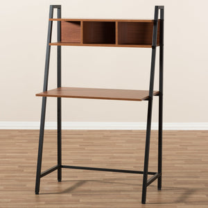 Baxton Studio Ethan Rustic Industrial Style Brown Wood and Metal Desk