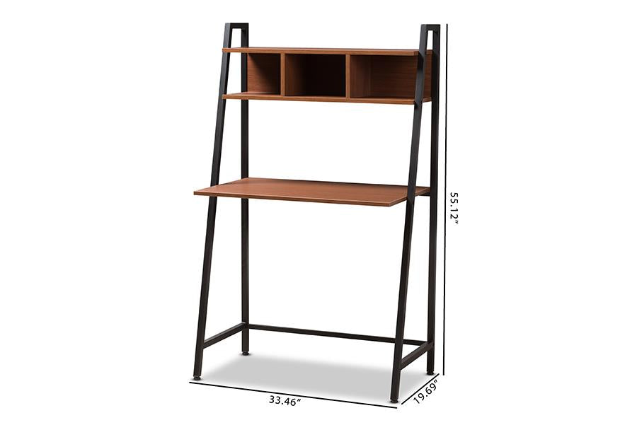 Baxton Studio Ethan Rustic Industrial Style Brown Wood and Metal Desk