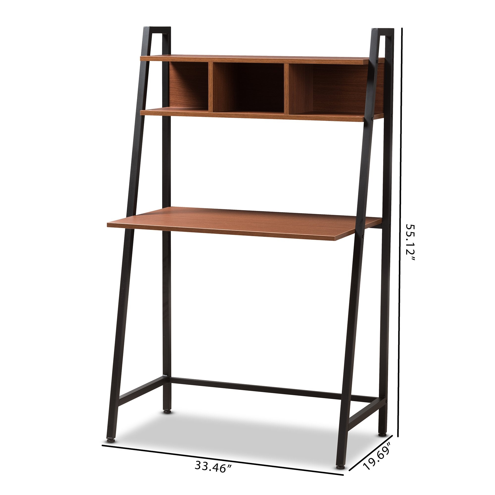 Baxton Studio Ethan Rustic Industrial Style Brown Wood and Metal Desk