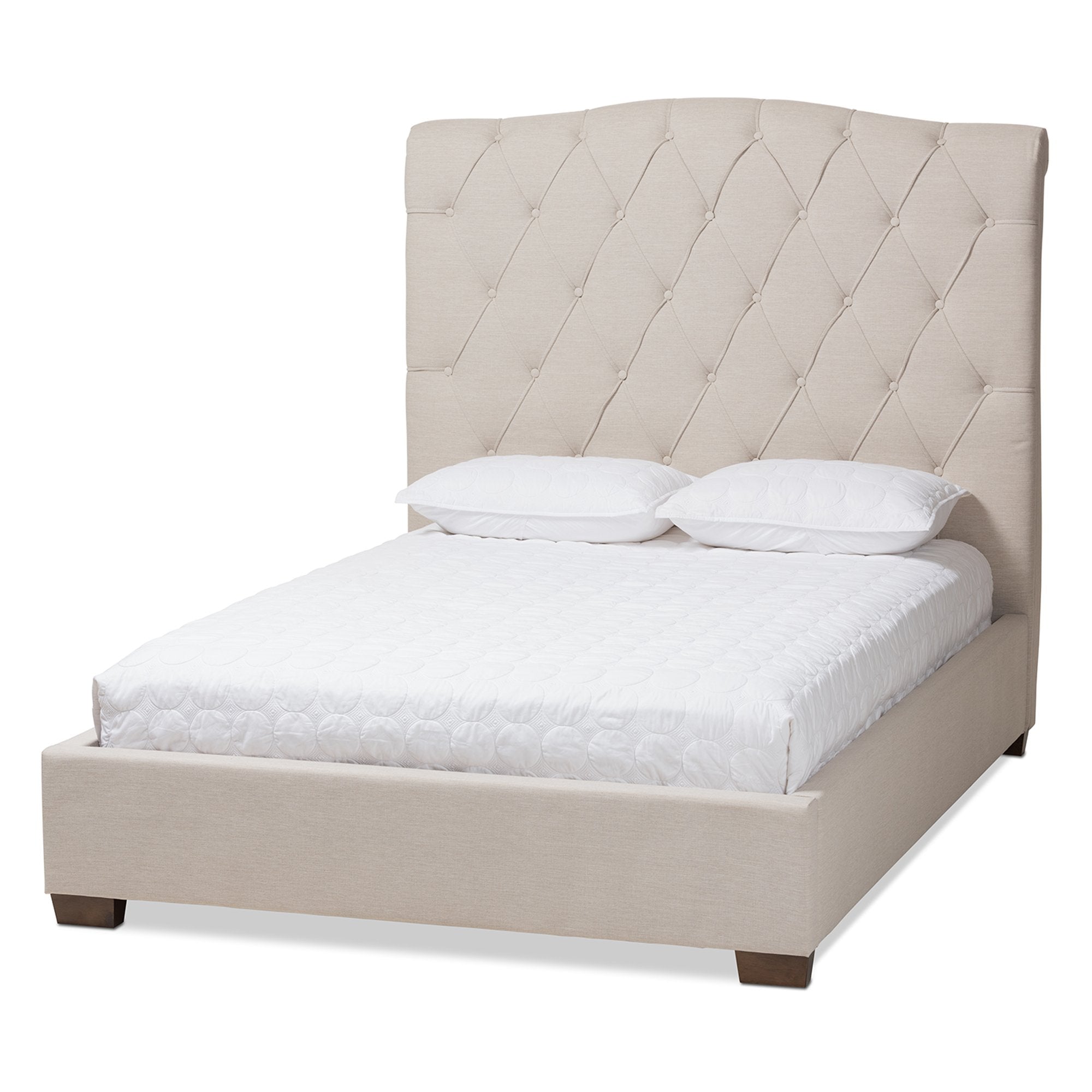 Baxton Studio Victoire Modern and Contemporary Light Beige Fabric Upholstered Queen Size Platform Bed