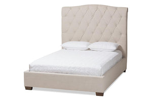 Baxton Studio Victoire Modern and Contemporary Light Beige Fabric Upholstered Queen Size Platform Bed