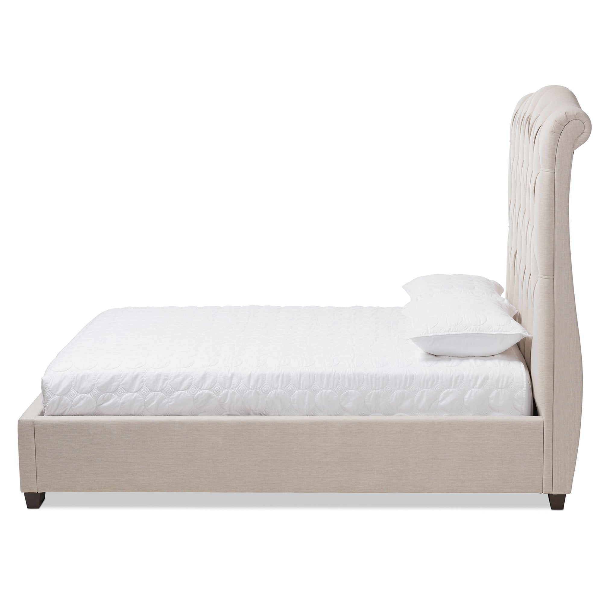 Baxton Studio Victoire Modern and Contemporary Light Beige Fabric Upholstered Queen Size Platform Bed