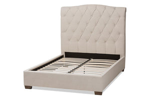 Baxton Studio Victoire Modern and Contemporary Light Beige Fabric Upholstered Queen Size Platform Bed