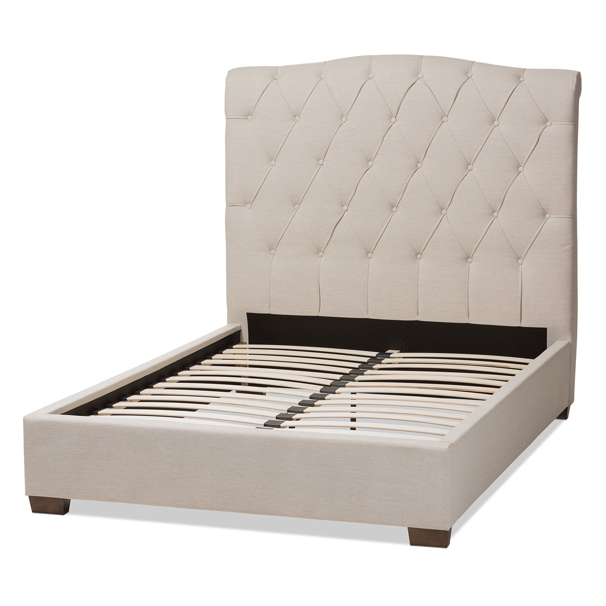 Baxton Studio Victoire Modern and Contemporary Light Beige Fabric Upholstered King Size Platform Bed