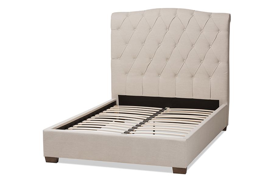 Baxton Studio Victoire Modern and Contemporary Light Beige Fabric Upholstered King Size Platform Bed