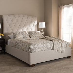 Baxton Studio Victoire Modern and Contemporary Light Beige Fabric Upholstered King Size Platform Bed