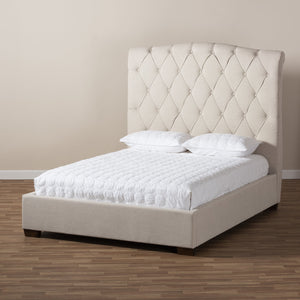 Baxton Studio Victoire Modern and Contemporary Light Beige Fabric Upholstered King Size Platform Bed