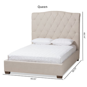 Baxton Studio Victoire Modern and Contemporary Light Beige Fabric Upholstered King Size Platform Bed